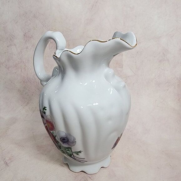 Formalities By Baum Bros. 10" Tall Anemone Collection Floral Pitcher Purple - Picture 4 of 13